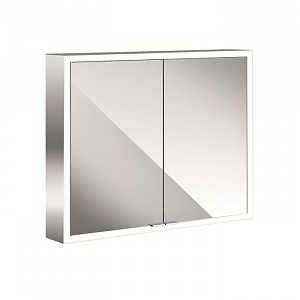 Emco Asis prime Зеркальный шкаф 80х15.2х70см., навесной, 2 дверки, 2 стекл.полки LED-подсветка сенсорн., розетка, боковые панели зеркало