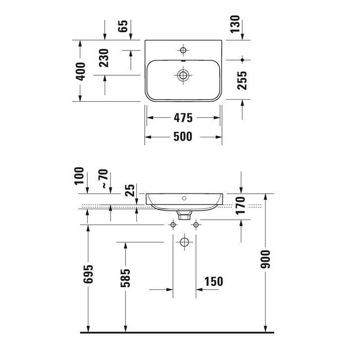 Duravit Happy D.2 Plus Раковина накладная, 50х40см., без отв., выпуск с керамической крышкой, цвет: Anthracite matt/белый