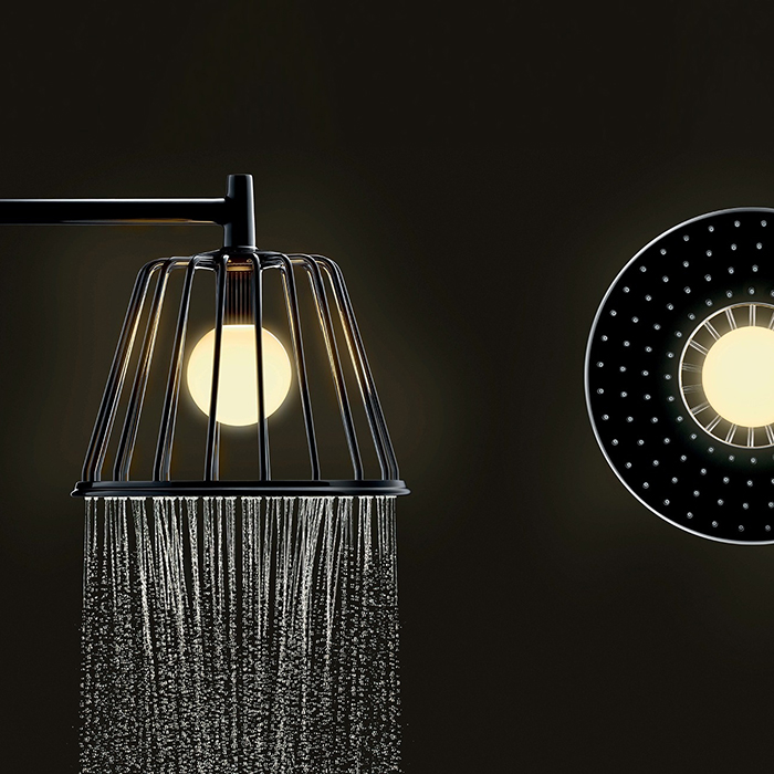 Axor LampShower Верхний душ 1jet, с держателем, цвет: шлифованный черный хром