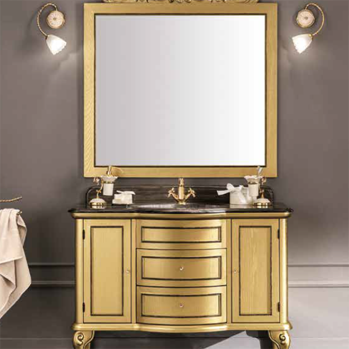 EBAN Sofia Комплект мебели: База под раковину, с раковиной столешницей и зеркалом, 120см, Цвет: Intagliato Oro 
