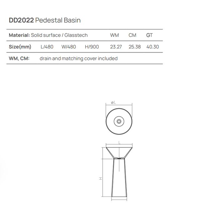 Dea Design Pedestal Basin Раковина напольная d48хh90см, цвет: emerald