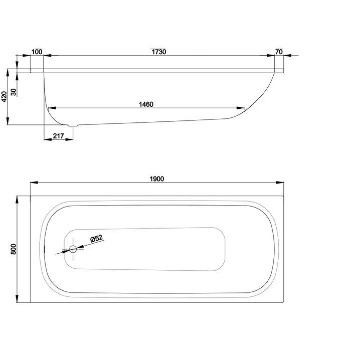 Bette Form 2020 Ванна встраиваемая 190х80х42см., с системой антишум, антислип SENSE, цвет: белый