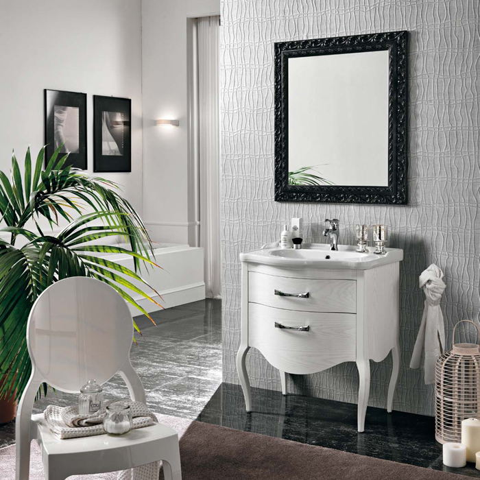 EBAN Sonia Комплект мебели, с зеркалом Barokko, 75см, напольный, Цвет: BIANCO DECAPE