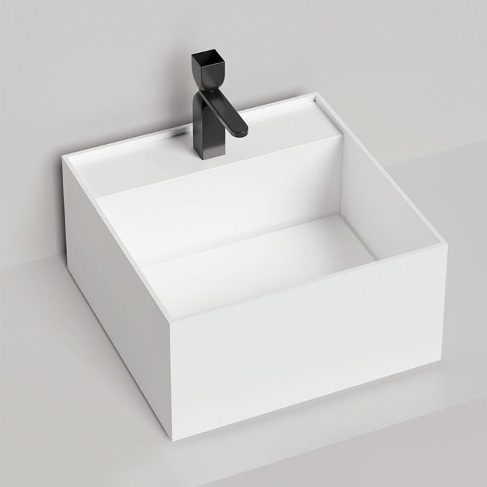 Salini Armonia Square Top 02 Раковина накладная 45х45х25cм., с 1 отв, материал: S-Stone, цвет: белый матовый