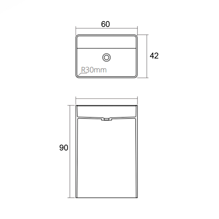 Dea Design Pedestal Basin Раковина 60х42х90см., напольная, без отв., Solid Surface, цвет: White №18