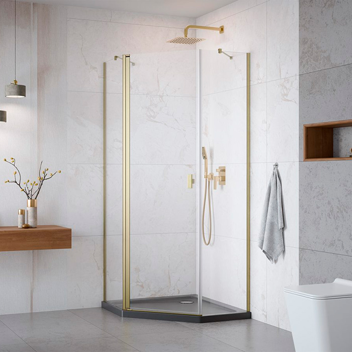 Radaway Nes Боковые стенки 100см, стекло прозрачное, покрытие Easy Clean, профиль: брашированное золото
