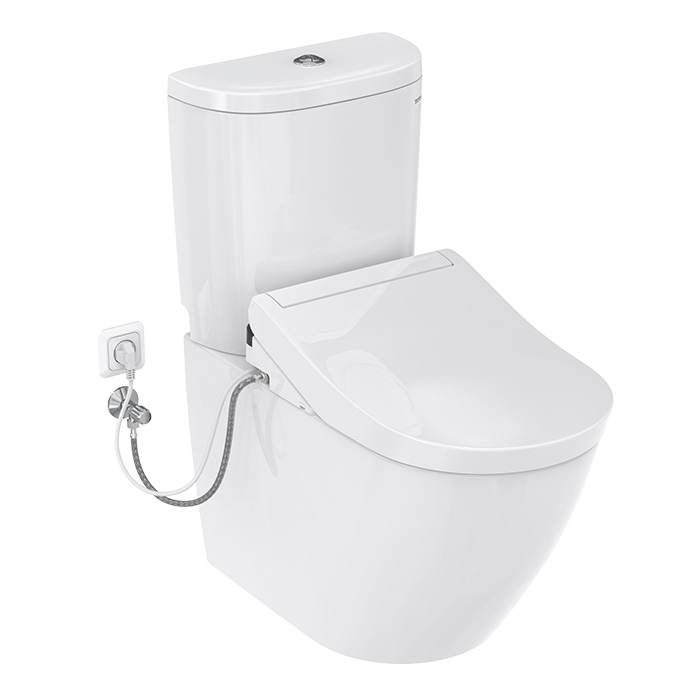 TOTO NC Унитаз моноблок 38x70cм, безободковый, tornado, CeFiONtect, cиденье Washlet, цвет: белый