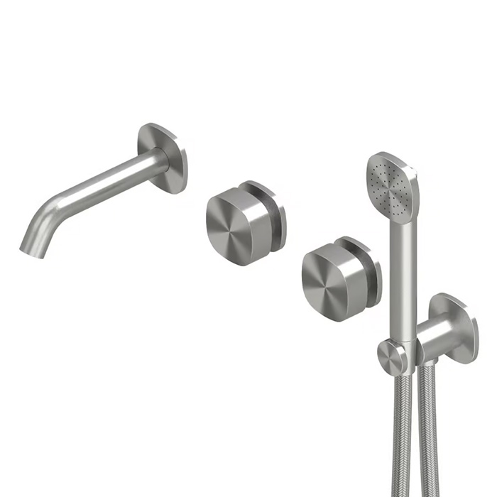 QuadroDesign Super Смеситель для душа, настенный, с ручным душем, цвет: Brushed Stainless Steel