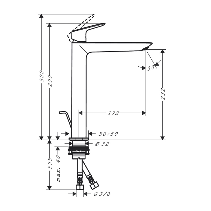 Hansgrohe Logis Смеситель для раковины, 1 отв., с донным клапаном, цвет: хром