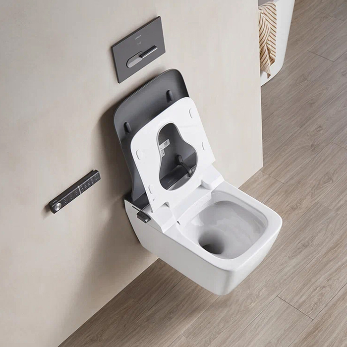 Arrow Glacier Унитаз Smart с функцией биде, 41x60см, подвесной, безободковый, клавиша смыва, цвет: белый / серый