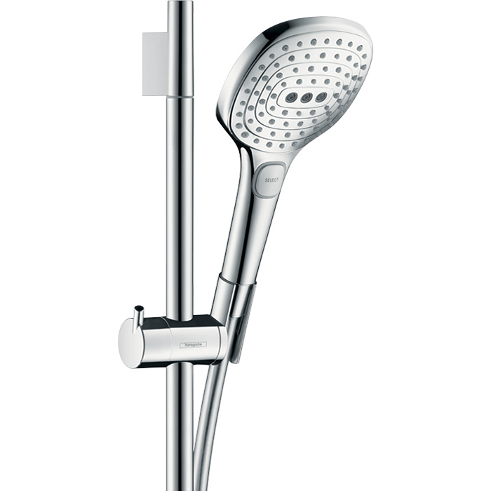 Hansgrohe Raindance Select E Душевой набор: штанга 65см, ручной душ, 3jet (Rain, RainAir, WhirlAir), мыльница, шланг, цвет: хром