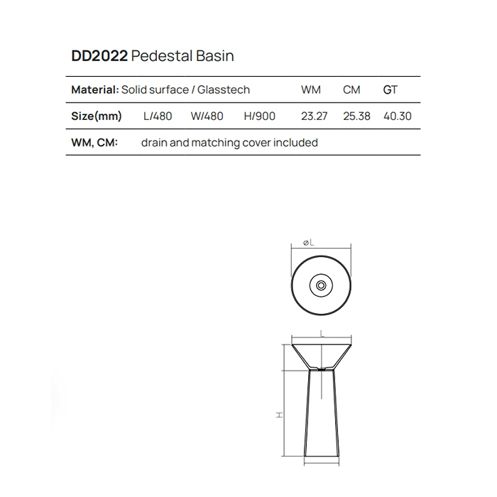 Dea Design Pedestal Basin Раковина 48x48х90см., напольная, без отв., Glasstech, прозрачная смола, цвет: Sunset R1