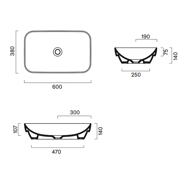 Catalano Green Раковина 60x38см, встраиваемая, без отв., цвет: Sabbia Satinato
