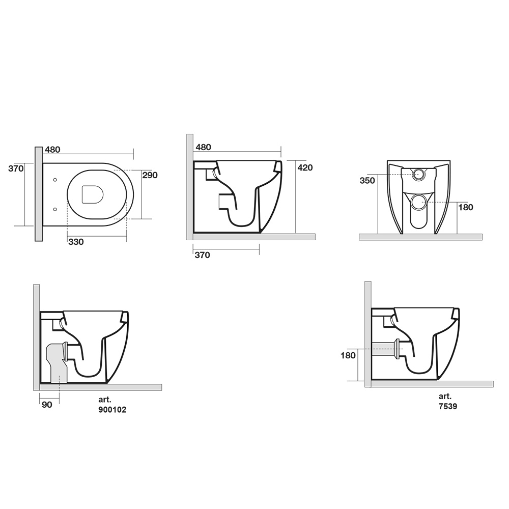 Kerasan Flo Унитаз 48см., напольный, приставной, слив универсальный, цвет: белый