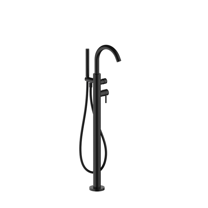 Fantini Nostromo Смеситель для ванны, напольный, с ручным душем и шлангом 1500 мм., внешняя часть, цвет: черный матовый