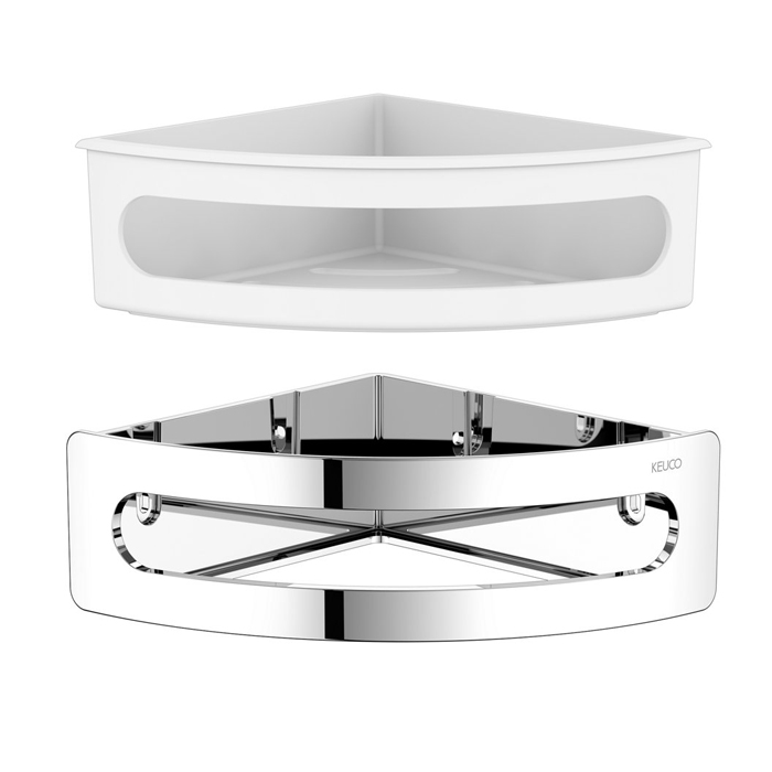 Keuco Elegance Полочка для душа, подвесная, угловая, цвет: белый/хром