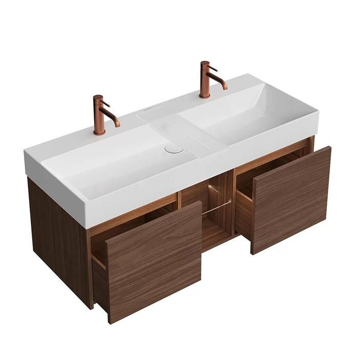Kerama Marazzi Grande Тумба подвесная, 120х47х37.3см., 2 ящика, открытая зона, цвет: структурированный орех
