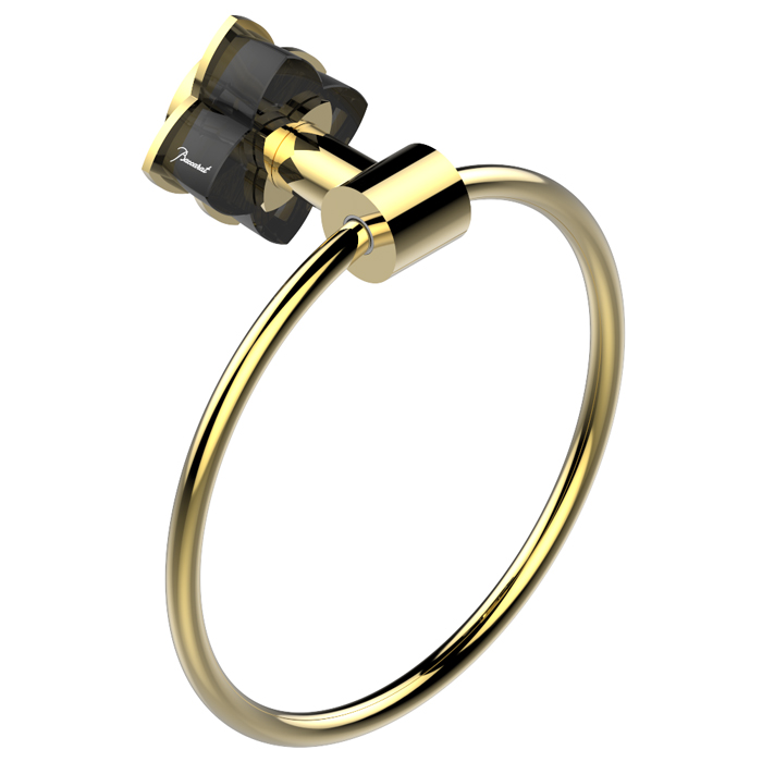 THG Pétale de cristal noir Полотенцедержатель - кольцо 18см., подвесной, цвет: золото/черный хрусталь