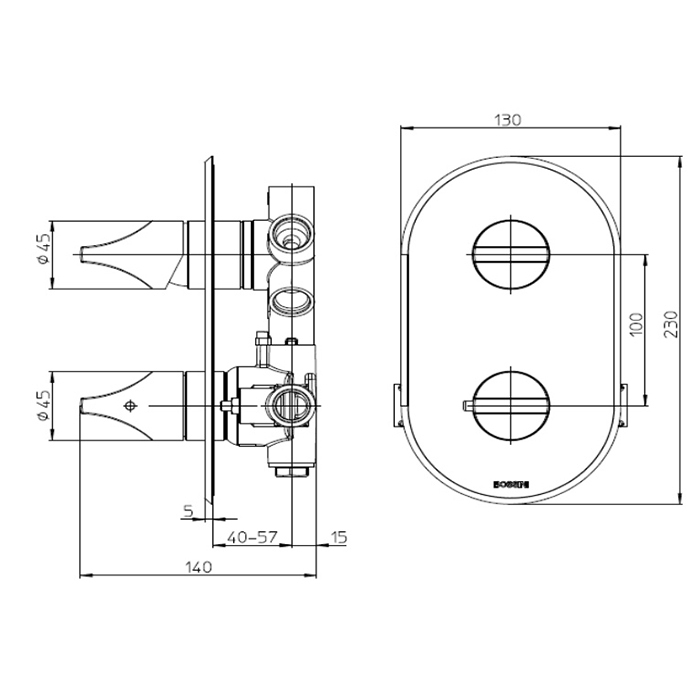 Bossini Apice Смеситель для душа, встраиваемый, термостатический, с ...