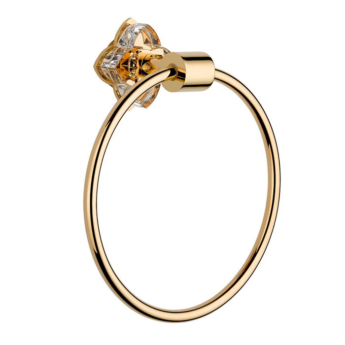 THG Petale De Cristal Clair Полотенцедержатель-кольцо 18см., подвесной, цвет: полированное золото