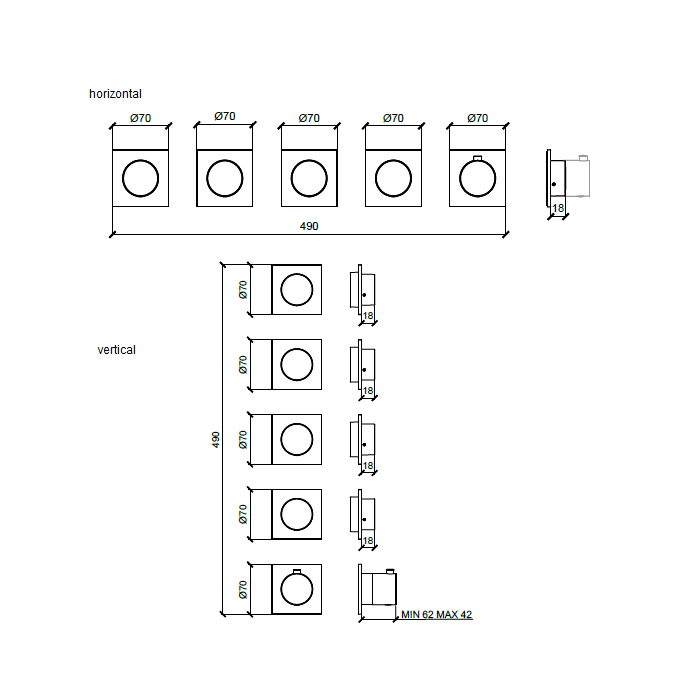 Almar Modular Смеситель для душа, встраиваемый, термостатический, цвет: Copper Brushed PVD