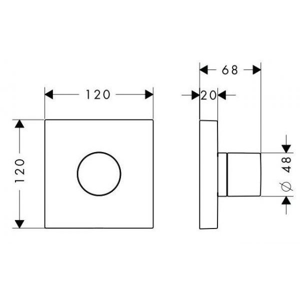 Axor ShowerCollection Запорный/переключающий вентиль Trio/Quattro, внешняя часть 12x12, ½’, цвет: хром