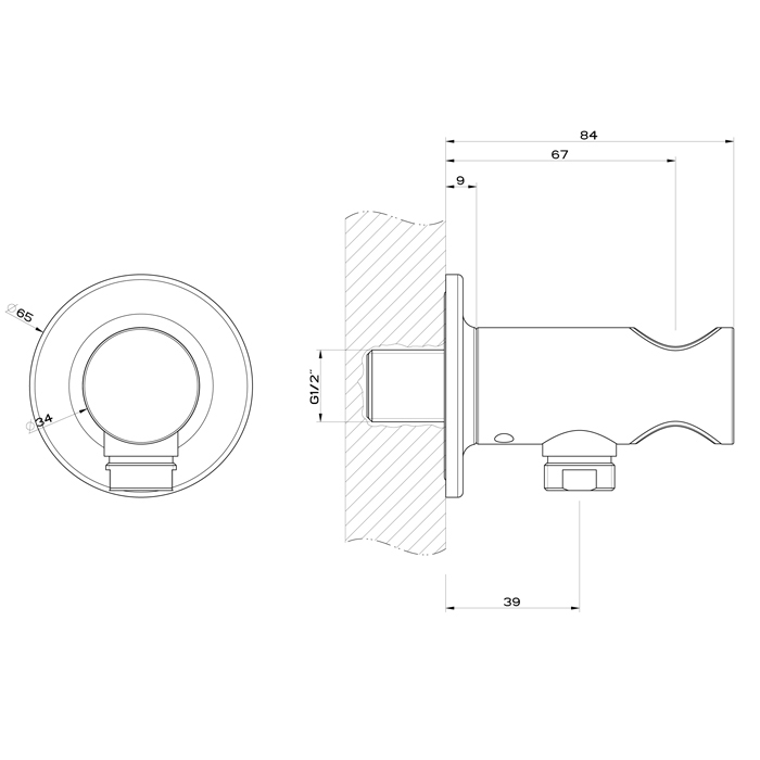 Gessi INCISO Вывод воды с держателем для душевой лейки на 1/2", цвет: Gold Br. PVD