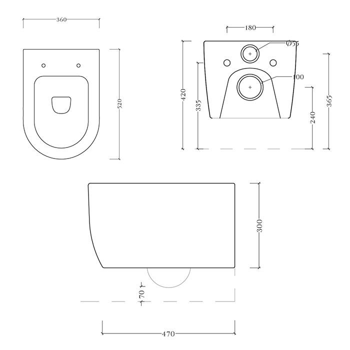 Artceram A16 Унитаз 36х52см., подвесной, безободковый, saniglaze, цвет: белый 