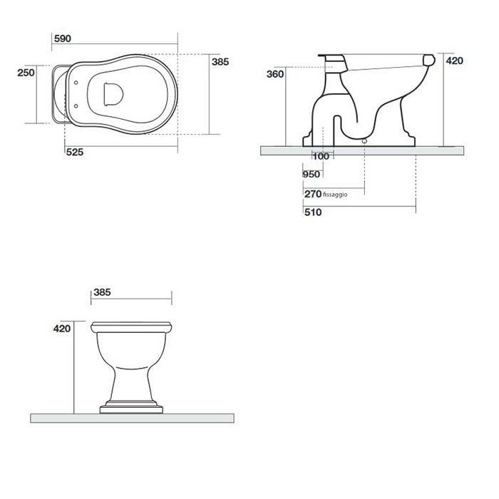 Kerasan Retro Унитаз 59х38.5см., приставной, слив в пол, цвет: белый