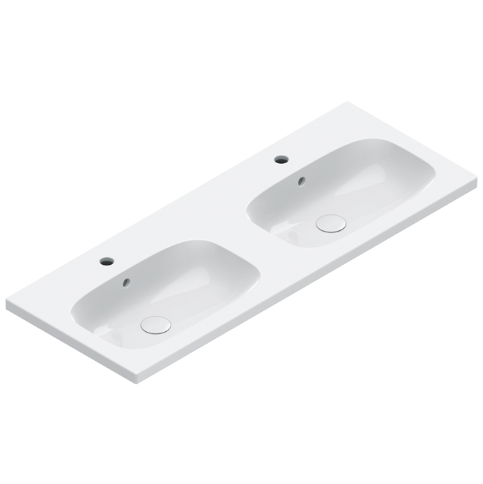 Catalano Alvea Раковина 120x46 двойная, с 2 отв., цвет: белый глянцевый