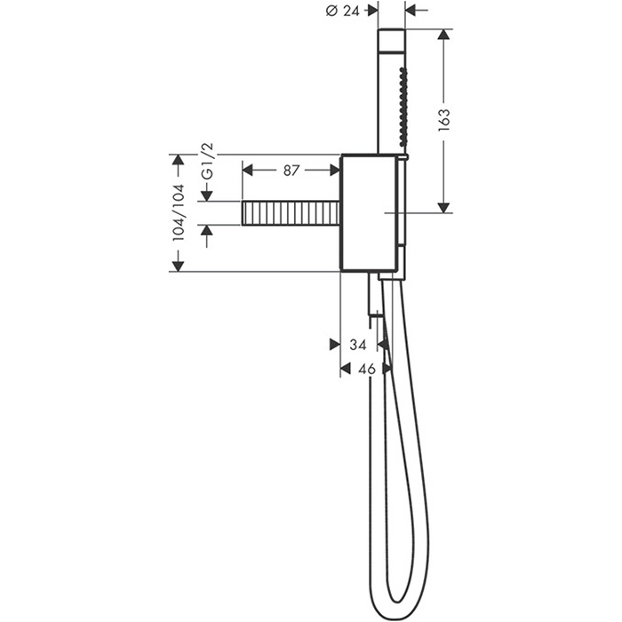 Axor Edge Душевой гарнитур: ручной душ с держателем и шлангом, алмазная огранка, цвет: золото