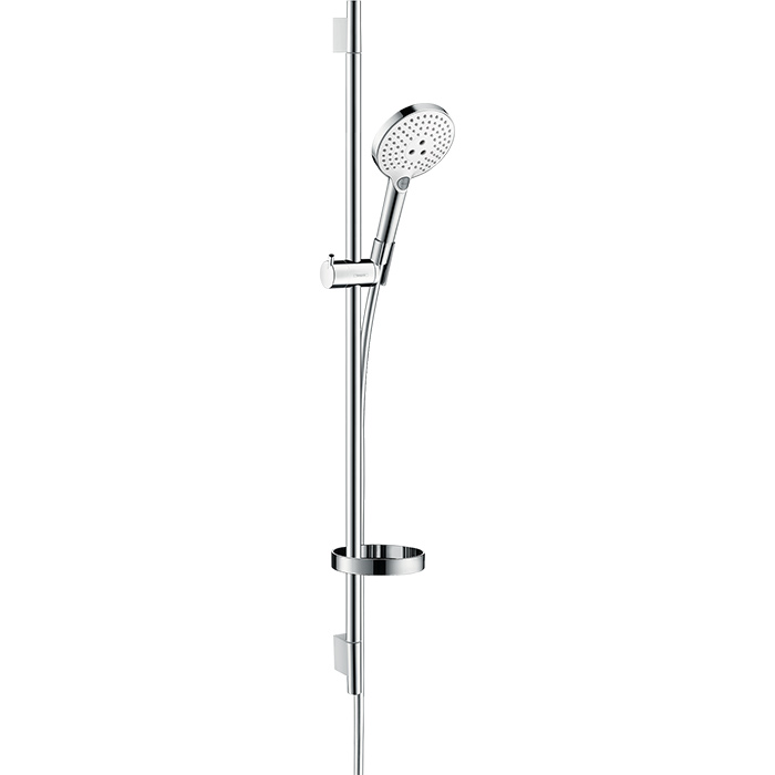 Hansgrohe Raindance Select S Душевой набор: штанга 90см, ручной душ, 3jet (Rain, RainAir, WhirlAir), мыльница, шланг, цвет: белый/хром