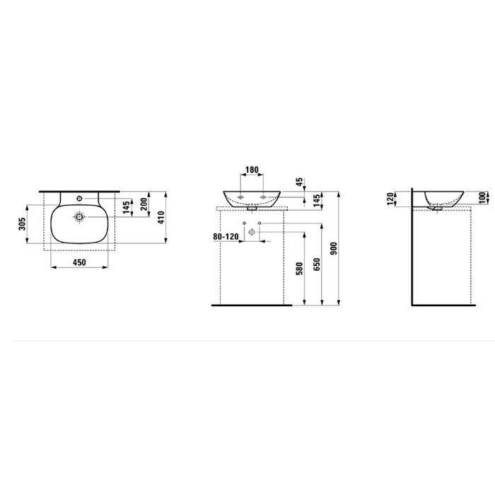 Laufen INO Раковина 45х41х12 см, 1 отв., покрытие LLC, цвет: белый