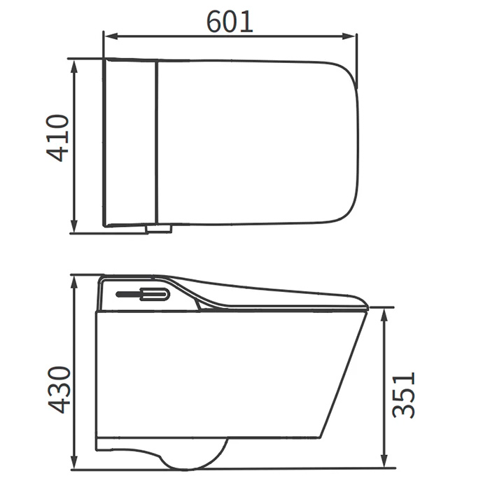 Arrow Glacier Унитаз Smart с функцией биде, 41x60см, подвесной, безободковый, клавиша смыва, EU, цвет: белый / бежевый