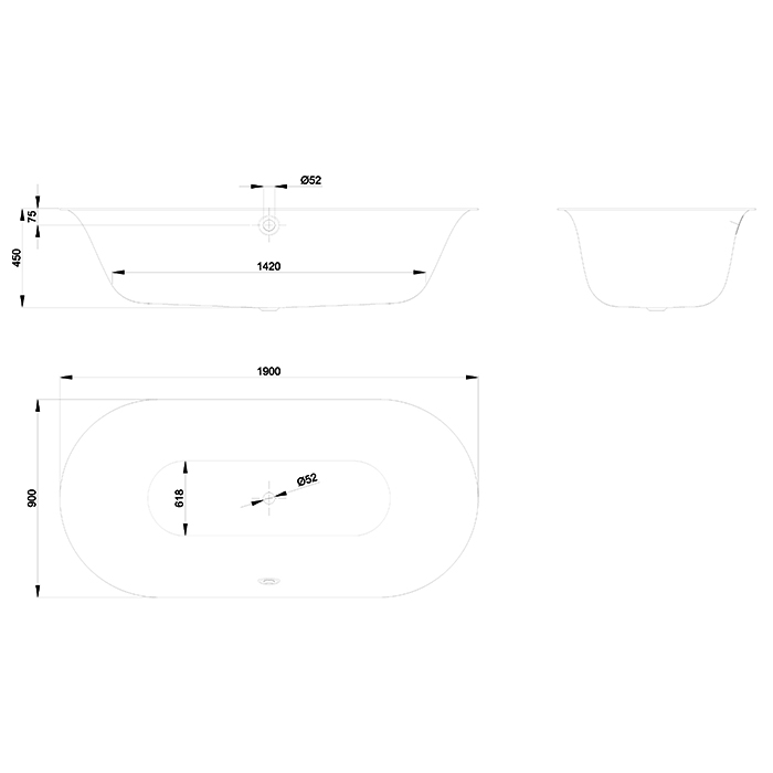 BetteLux Oval Ванна встраиваемая 190x90x45 см , цвет: белый