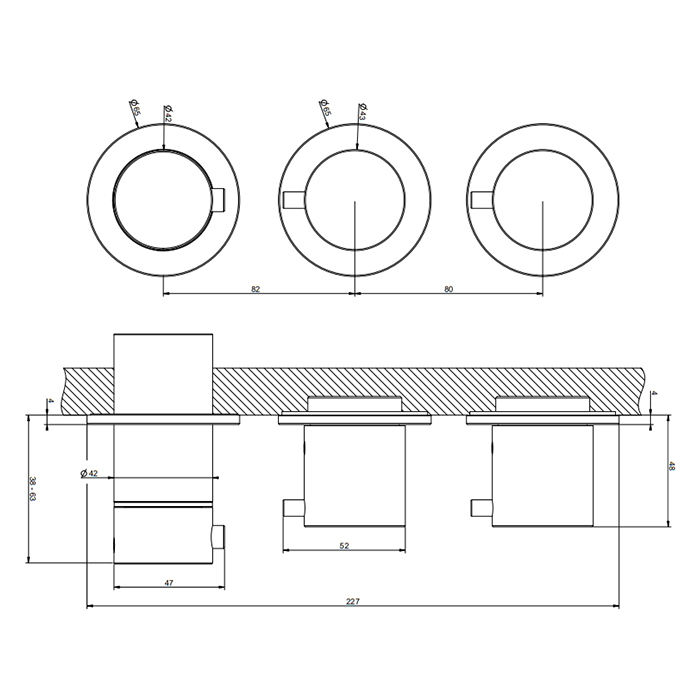 Gessi 316 Смеситель для душа, встраиваемый, термостатический на 2 выхода (внешние части), цвет: Black XL