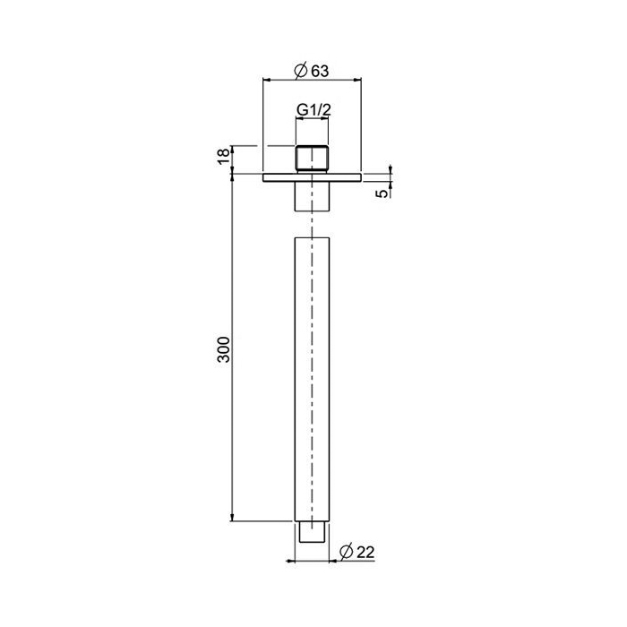 QuadroDesign Кронштейн для верхнего душа 30см., потолочный, цвет: Brushed Stainless Steel