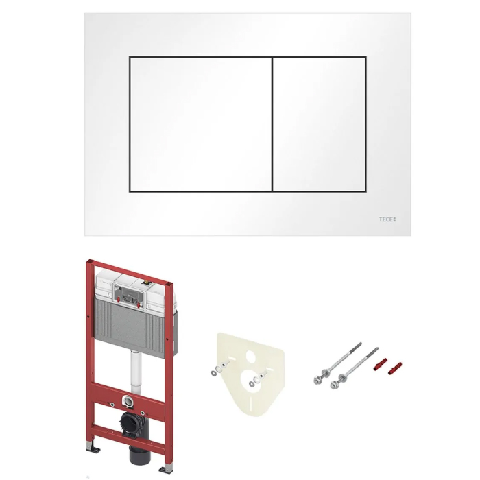 TECE Комплект TECEbase 3.0 c кронштейнами, звукоизоляцией, панелью смыва TECEnow, цвет: белый глянцевый