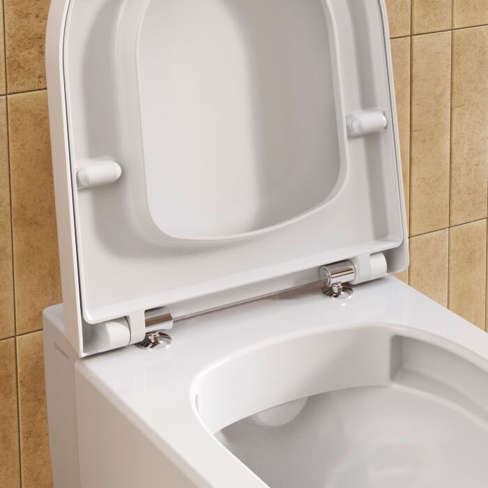 Duravit Balcoon Сиденье для унитаза, с микролифтом, цвет: сталь/белый глянцевый
