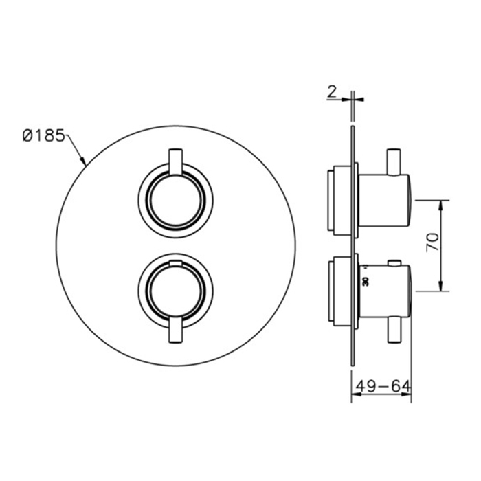 Cisal Less New Смеситель для душа, встраиваемый, термостатический, с 2-мя запорными вентилями, цвет: темная матовая латунь