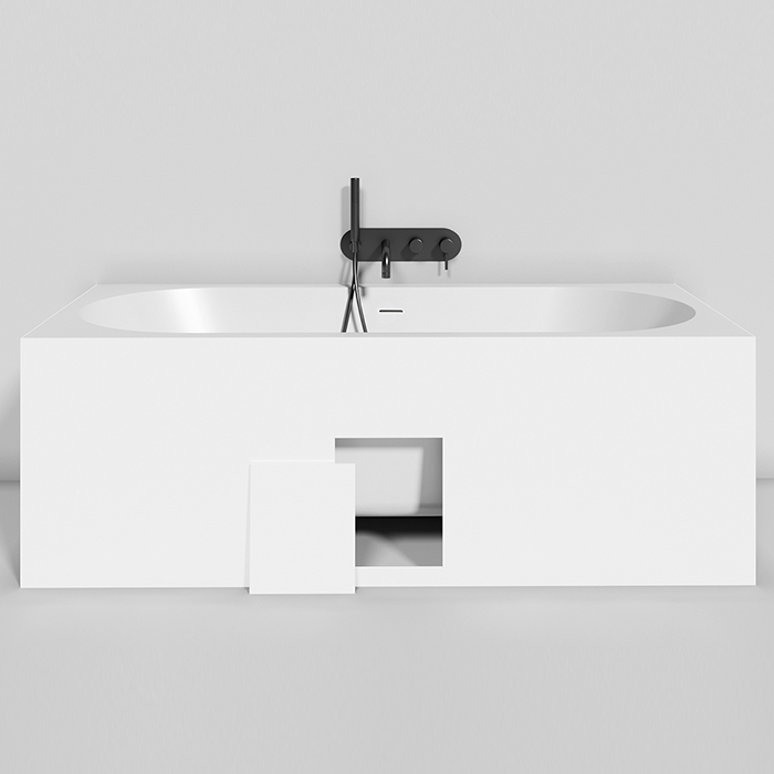 Salini Ornella Axis 180 Kit Встраиваемая ванна 180х80х60см, прямоугольная, материал: S-Sense, донный клапан "Up&Down", слив-перелив, цвет: белый матовый