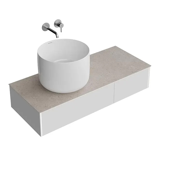 Kerama Marazzi Magica Тумба подвесная, 115.4х48.5х22см., 2 ящика, цвет: утренний серый матовый