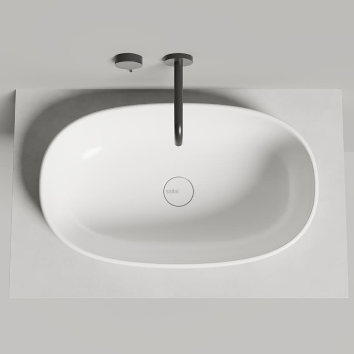 Salini Greca Раковина 64.5х38.5х16.8см., встраиваемая сверху, без отв., без донного клапана, S-stone, цвет: белый