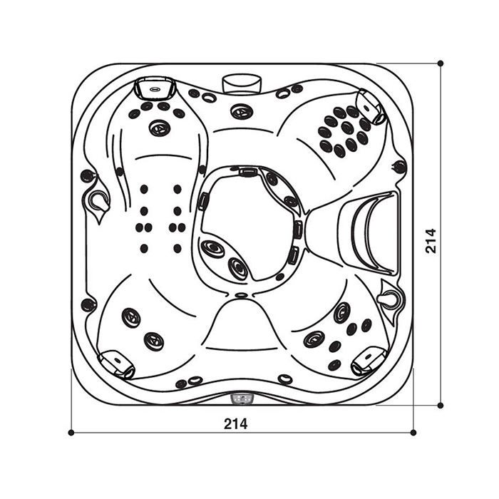 Jacuzzi SPA J335 Минибассейн 214х214х92см, стереосистема, акрил Platinum, цвет: Brushed Gray