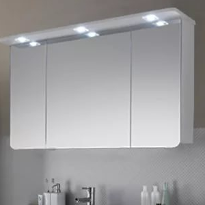 Pelipal Solitaire Зеркальный шкаф 72.4х120х17см с 3мя дверцами, вкл.: выключатель и розетку, подсветка: 12 В. LED, LM LED, цвет: белый глянцевый