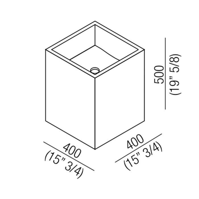 Agape Cube Раковина 40x40x50 см, без отв., со сливом черного цвета, квадратная, цвет: натуральный дуб