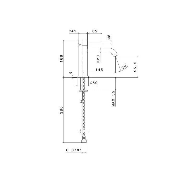 Kerama Marazzi Eterna Смеситель для раковины, 1 отв., без донного клапана, цвет: нержавеющая сталь