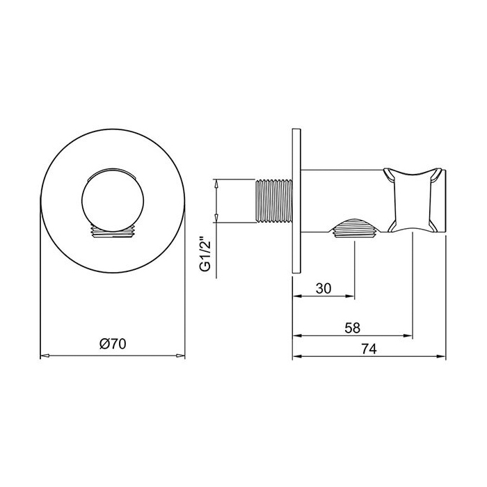 Almar Round Подключение для шланга с держателем, цвет: Nickel Brushed