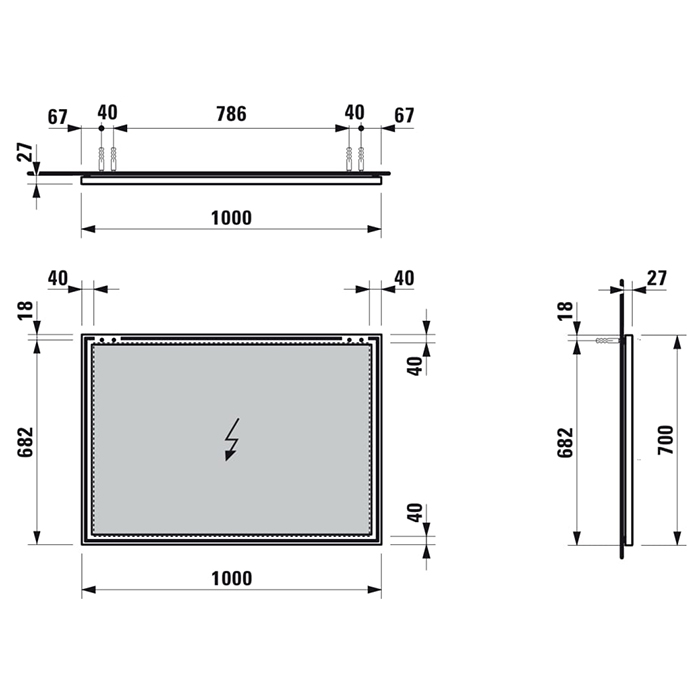 Laufen Frame 25 Зеркало 100x70см, подвесное, с алюминиевой рамой