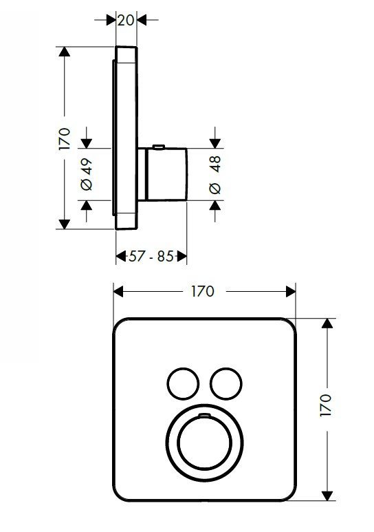 Axor ShowerSelect Термостат ShowerSelect S, для 2 потребителей, СМ, внешняя часть, цвет: хром